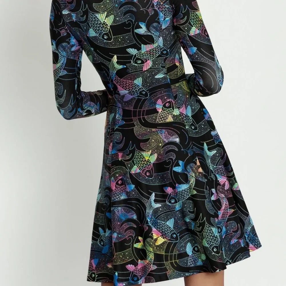 BlackMilk Koi Rainbow LS Evil LL Dress XL - Picture 3 of 9